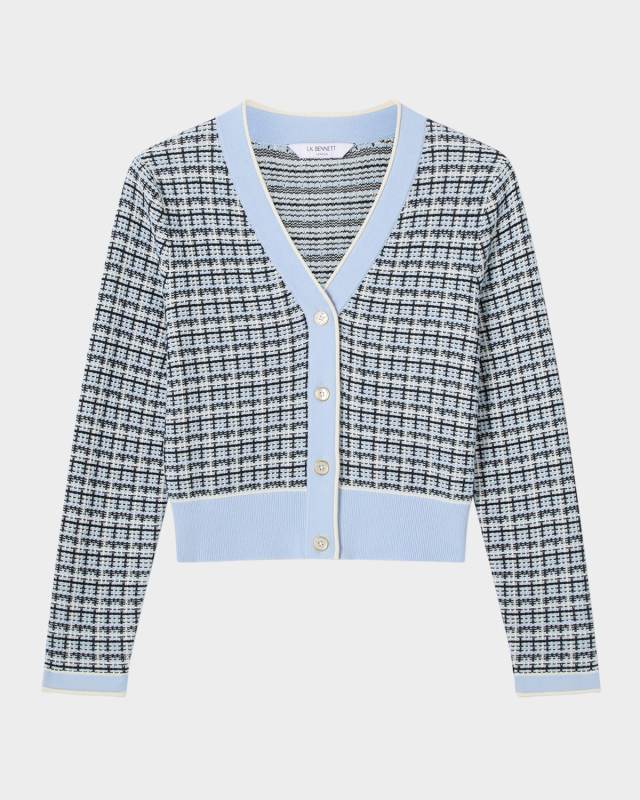 Honey Textured Plaid Knit Cardigan